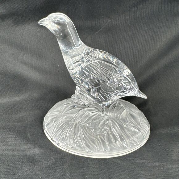 Crystal Red Grouse Figurine Glass Cristal D'Arques France Clear 5.5” T x 5.25”L - Picture 1 of 12